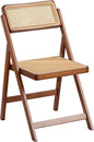 Rattan Folding Chair, Modern Mid Century Dining Chairs Set of 1, Comfy Outdoor Bamboo Chairs for Bedroom Living Room Reading Room Dining Kitchen, Walnut