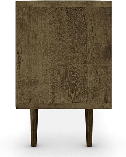 Manhattan Comfort Liberty Mid Century Modern TV Stand for Televisions up to 65 Inches, Bedroom and Living Room Entertainment Center with Storage, Shelves, and Cabinet, 71" Wide, Rustic Brown/Aqua