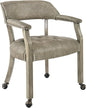 LEEMTORIG Large Dining Chairs with Casters and Arms, Rolling Dining Chairs with Wheels, Solid Wood Boss Caption's Chairs Office Desk Chairs, 26" D x25.2 W x 31.5" H, Soft Light Grey PU SY-1318-UA