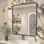 30x36 Bronze Bathroom Wall Mirror, Modern Brushed Metal Framed Mirror for Vanity, Modern Rounded Rectangle Mirror, Anti-Rust, Tempered Shatterproof (Horizontal/Vertical)