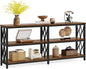 LITTLE TREE Console Table with Storage Shelves, 70.9" Industrial 3-Tier Sofa Table for Living Room, Long Foyer Table Entryway Table for Hallway, Front Door, Entrance, Rustic Brown & Black