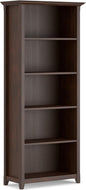 SIMPLIHOME Amherst Bookcase - 70 inch Tall 5-Shelf Solid Wood Bookshelf in Russet Brown, Transitional Storage for Living Room, Study Room or Office with Adjustable Shelves and Tapered Legs