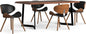 SIMPLIHOME Marana/Watkins 5-Piece Dining Set, 66 inch Wide Solid Mango Wood Table and 6 Upholstered Bentwood Chairs in Black, Mid-Century Modern Style for Dining Room with Curved Back (Set of 5)
