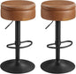 VASAGLE EKHO Collection - 360° Swivel Bar Stools Set of 2, Height Adjustable Barstools with Storage, Synthetic Leather with Stitching, Mid-Century Modern, Kitchen Bar, Easy Assembly, Caramel Brown