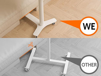 Rolling Desk Adjustable Height with Drawer and Wheels, Portable Small Standing Desk Pneumatic for Home Office, Mobile Computer Laptop Desk Cart, Medical Sofa Overbed Table, Oak