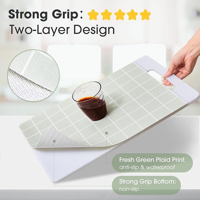 Beautysaid Shelf and Drawer Liner for Kitchen Cabinet, Non Adhesive Non Slip Shelf Paper Waterproof Washable Thickened for Dresser Pantry Shelve Bathroom Protector Liner(Light Green,18 in x 20 FT)