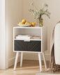 Nightstand,Bedside Table with Gold Frame, White Night Stand, Modern Bedside Furniture,End Table with Drawer and Shelf for Bedroom,Living Room
