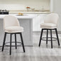 Counter Height Barstools 26 inch Upholstered Swivel Bar Stools with Back and Wood Legs for Kitchen Island,Set of 2,Beige Fabric-Armless
