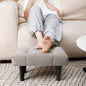 HOUCHICS Small Footstool Ottoman, Velvet Wooden Foot Stool Ottoman with Wood Legs, Sofa Footrest Extra Seating for Living Room Entryway Office(Grey 1PACK)