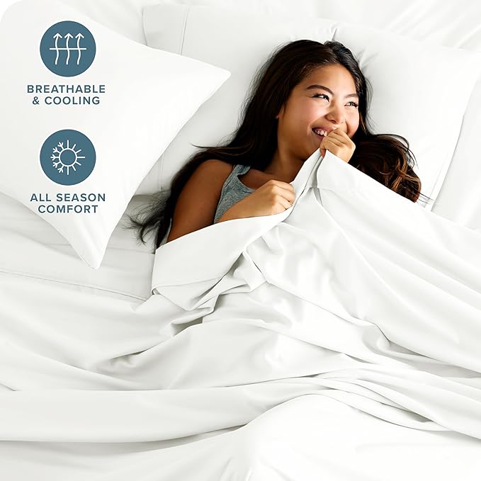 Bare Home Full Sheet Set - Luxury 1800 Ultra-Soft Microfiber Full Bed Sheets - Double Brushed - Deep Pockets - Easy Fit - 4 Piece Set - Bedding Sheets & Pillowcases (Full, Cream)