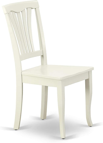 East West Furniture SUAV5-LWH-W 5 Piece Dining Table Set for 4 Includes a Round Kitchen Table with Dropleaf & Shelves and 4 Kitchen Dining Chairs, 42x42 Inch, Linen White