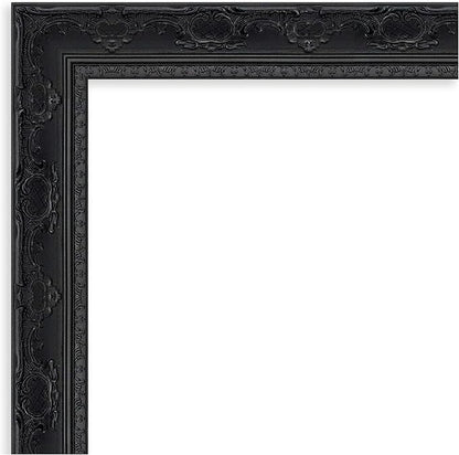 Amanti Art Bathroom Mirror for Over Sink, 25x21 Filigree Gloss Black Rectangle Vanity Mirror, Small Traditional Frame, Hangs Horizonally and Vertically, Bathroom Wall Decor, Beveled Edge
