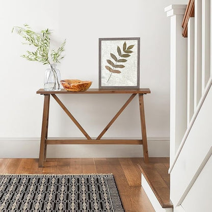 Wnutrees 43" Farmhouse Solid Wood Console Tables, Rustic Hallway Table, Solid Firwood Sofa Table for Entryway, Living Room, Easy Assembly, Natural