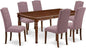 East West Furniture DOCE7-MAH-10 7 Piece Dinette Set Consist of a Rectangle Dining Room Table with Butterfly Leaf and 6 Dahlia Linen Fabric Parsons Dining Chairs, 42x78 Inch, Mahogany