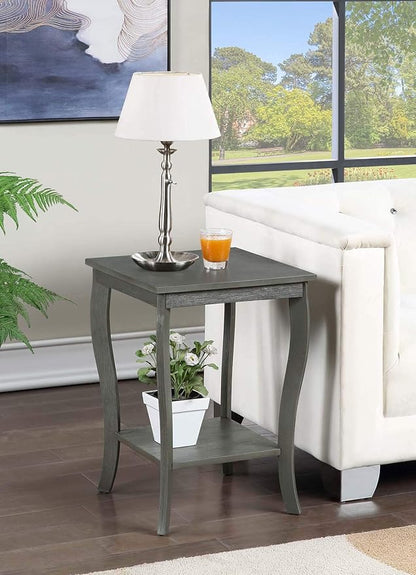 Convenience Concepts American Heritage Square End Table with Shelf, Wirebrush Dark Gray