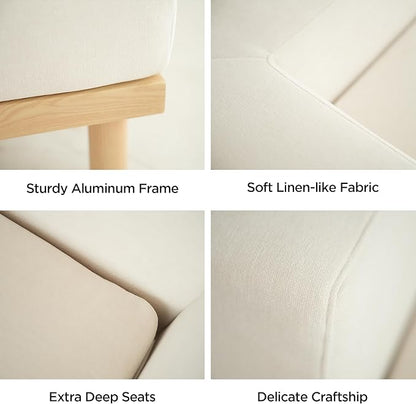 Acanva Minimalist Modular Sectional Sofa for Living Room, Wide & Deep Seat Convertible Furniture Set with Metal Frame and Movable Covers, L-Shaped Couch, Off White
