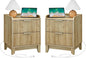 Wnutrees Fluted Nightstand with Charging Station, Modern Bedside Table with 2 Drawers, Farmhouse Wooden End Side Table for Living Room, 2Pack, Natural