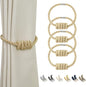 BEL AVENIR Magnetic Curtain Tiebacks, Decorative Drapery Holdbacks Modern Woven Tie-Backs with Exquisite Knot (Gold, 4 Pack)