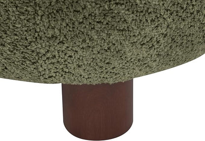 Christopher Knight Home Elvina Boucle Fabric Accent Chair, Solid Wood Single Lounge Sofa, Bedroom Comfy Reading Chair, for Modern Minimalist Style Living Room/Home Office, Olive Green