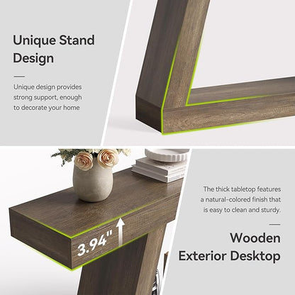 LITTLE TREE 55-Inch Sofa Table with Storage, Farmhouse Console Table for Home, Rectangular Wooden Entryway Furniture for Living Room, Bedroom, Office, Hallway, Mocha