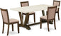 East West Furniture V727MZ716-5 5 Piece Dining Table Set for 4 Includes a Rectangle Kitchen Table with V-Legs and 4 Dark Khaki Linen Fabric Parson Dining Chairs, 40x72 Inch, Multi-Color