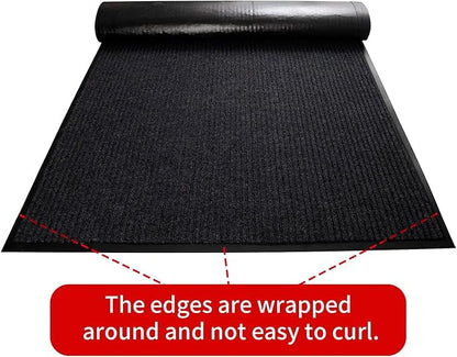 TANYOYO 3' X 6' Commercial Grade Door Floor Mat Brush Step Entrance Mat Vinyl Backed Utility Doormat Heavy Duty Floor Rugs Commercial Outdoor Carpet Indoor Entrance Mat，Black