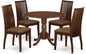 East West Furniture DLIP5-MAH-C 5 Piece Modern Dining Table Set Includes a Round Wooden Table with Dropleaf and 4 Linen Fabric Dining Room Chairs, 42x42 Inch, Mahogany