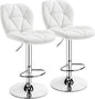 Yaheetech Barstools Set of 2, PU Leather Counter Stools Bar Chairs with Backrest, Height Adjustable Swivel Tall Chairs for Home Bar Kitchen Island, White