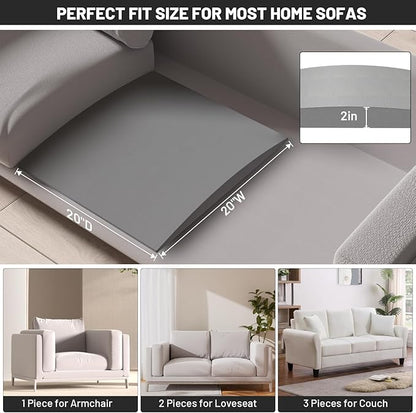 Couch Cushion Support for Sagging Seat - 20" x 20" High-Density Curved Foam Sofa Cushion Support Board, Couch Supporter for Under The Cushions, Grey Set of 2