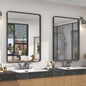 2 Pack of 22x30 Inch Black Metal Framed Bathrrom Mirror, Black Matte Rounded Rectangle Bathroom Vanity Mirror, Anti-Rust, Hangs Horizontally or Vertically