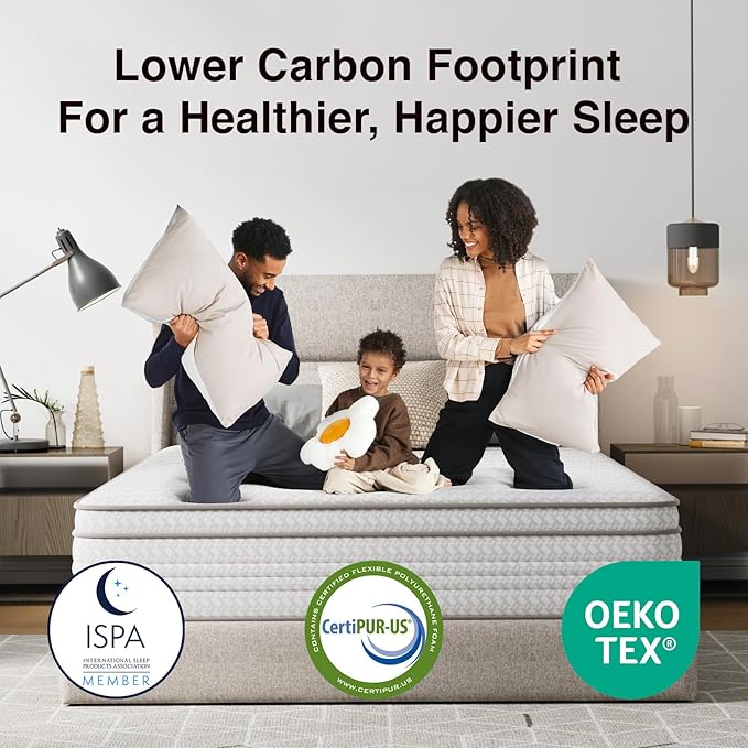 Novilla King Size Mattress, 14 Inch King Mattresses in a Box with Smarts™ Pocket Coil for Pressure Relief, Medium Firm Foam and Spring Hybrid Colchones with CertiPUR-US Certified