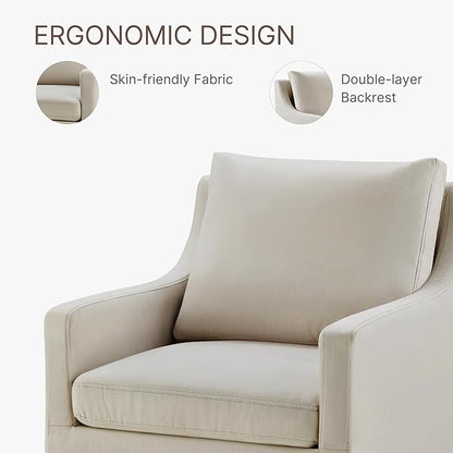 Upholstered Dining Chairs with Casters Washable Cover Side Deskchair with Rollers for Diningroom, Living Room, Flax Beige, 1 Box