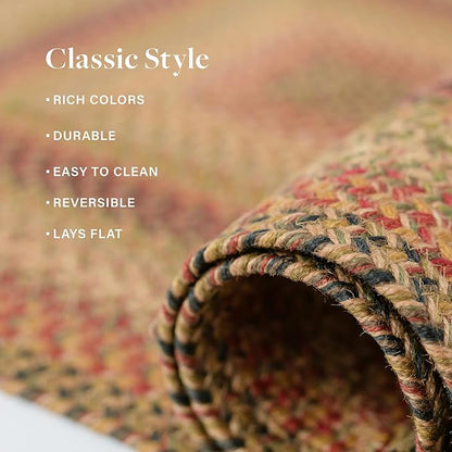 Kingston Jute Braided Rug 2x3' Multicolor – Braided Indoor Entryway Rug, Also Ideal to Use in Kitchen and Bathroom