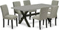 East West Furniture X697AB106-7 7 Piece Kitchen Table Set Consist of a Rectangle Dining Table with X-Legs and 6 Shitake Linen Fabric Parson Dining Chairs, 40x72 Inch, Multi-Color