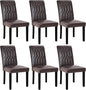 VECELO Upholstered Dining Chairs Set of 6, Modern PU Leather Accent Parsons, Solid Wood Legs w/Rubber Footpads, for Living Room Kitchen, Coffee