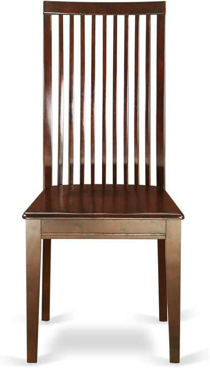 East West Furniture ESIP3-MAH-W 3 Piece Dining Table Set for Small Spaces Contains a Round Dining Room Table with Pedestal and 2 Wood Seat Chairs, 30x30 Inch, Mahogany