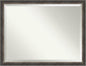Amanti Art Brown Wall Mirror 34x44 Bark Rustic Char Narrow Rectangle Bathroom Mirror for Wall Decor Living Room, X-Large Rustic Farmhouse Frame, Hangs Horizonally and Vertically, Bathroom Decor