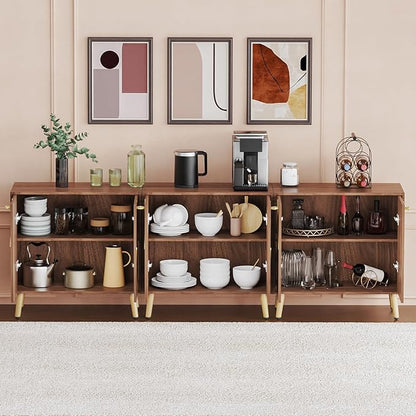 Storage Cabinet, Free Standing Buffet Cabinet, Morden Sideboard and Buffet Storage, Wood Accent Cabinet for Living Room, Hallway, Entryway (1, Brown)