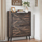 Shoe Storage Cabinet,Farmhouse Shoe Organizer with 2 Flip Drawers & Barn Door Design,Freestanding Hidden Slim Narrow Shoe Rack Cabinet for Entryway,Foyer,Hallway,Dark Oak