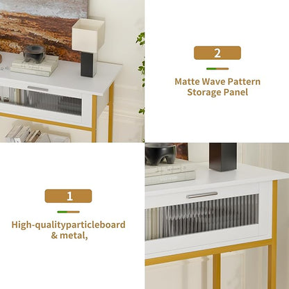 Aetheris 47" Console Table with 2 Drawers, 2 Tier Sofa Table with Storage,Entryway Table, Industrial Console Table for Entryway, Sofa Table Behind Couch for Living Room (White)