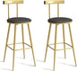 Bar Stools, Set of 2 High Kitchen Barstools, Bar Chairs with Backrest and Footrest, Industrial Counter Stools with PU Soft seat, for Kitchen, Living Room, Pub, Gold Color BS-012GC