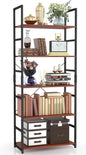 NUMENN 5 Tier Bookshelf, Tall Bookcase Shelf Storage Organizer, Modern Book Shelf for Bedroom, Living Room and Home Office, Teak
