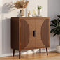 COSIEST 30" W Storage Cabinet with Doors and Shelves, Mid-Century Cabinet with Adjustable Shelf, Accent Sideboard for Kitchen, Dining Room, Living Room, or Hallway (Brown, Line Pattern)