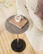 Masupu Drink Table, Round Side Table for Small Spaces, Pedestal Side Table, Small End Table with Metal Base, for Living Room, Bedroom, Bathroom, Grey