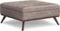 SIMPLIHOME Owen 40 inch Wide Mid Century Modern Square XL Coffee Table Storage Ottoman in Distressed Grey Taupe Vegan Faux Leather, Assembled, for The Living Room, Entryway and Family Room