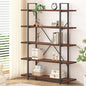 HSH Walnut 5 Tier Bookshelf, Tall Bookcases and Book Shelves 5 Shelf, Large Industrial Metal Wood Display Book Shelf Storage Rack, Rustic Open Bookcase Bookshelves for Bedroom Living Room Office