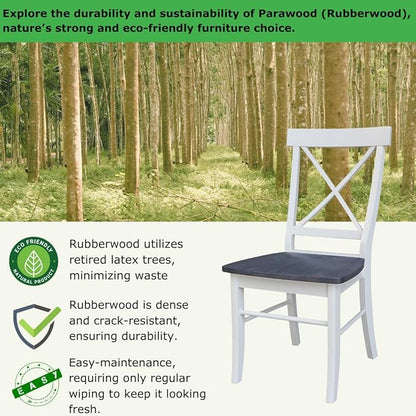 Set of Two X-Back Dining Chairs, White/Heather Gray