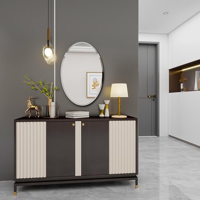 Oval Bathroom Mirror, 24X36 inch Oval Frameless Mirror, Frameless Mirrors for Bathroom,Beveled Bathroom Mirror.