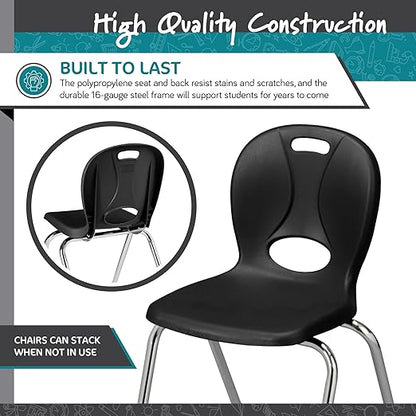 Learniture LNT-118-CSW-BK Learniture Structure Series Stackable School Chairs for Classroom, 18" Seat Height, Black, Pack of 4