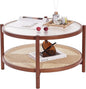 Tiita Rattan Nightstand Side Table, Bamboo Accent Bedside Tables, Glass Coffee Tables, Boho Wooden End Table with Storage for Small Space, Living Room and Bedroom